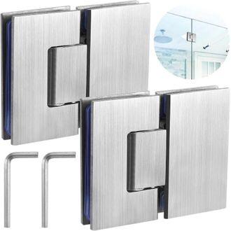 Gabrielle Set di 2 cerniere per porte doccia in vetro senza telaio a 180 gradi per vetri da 8 mm a 12 mm, cerniere per bagno in acciaio inossidabile per