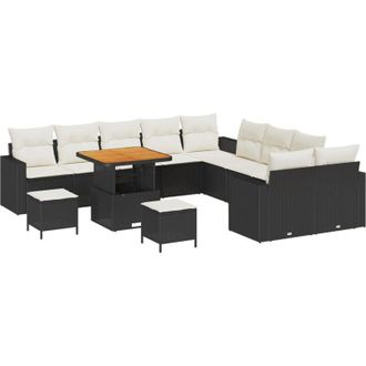 vidaXL Garden Sofa Set 13 pcs Black and cream 80 x 80 x 71 cm Vidaxl