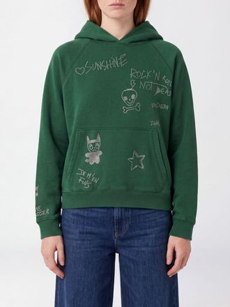 Zadig&Voltaire Felpa oversize in cotone con cappuccio e logo di strass