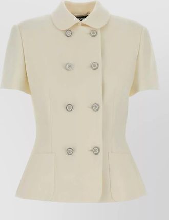 Versace double breasted short sleeves silk nylon jacket