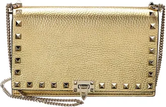 Valentino Rockstud Mini Leather Wallet On Chain