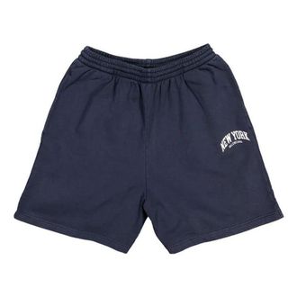 Balenciaga Cities New York Cotton Sweat Shorts Navy White 676137TLVM30396