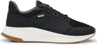BOSS leather low-top sneakers - men - Rubber/Polyethylene vinyl acetate (PEVA)/Polyester/Calf Leather/Polyester - 42 - Black