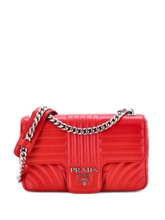 Prada Chain Flap Shoulder Bag Diagramme Quilted Leather Medium crossbody bag - Rosso