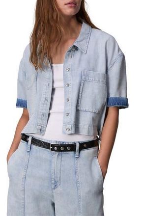 Rag & Bone Lenna Crop Featherweight Denim Button-Up Shirt in Aliah at Nordstrom Rack, Size Large