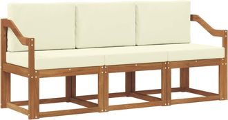 vidaXL Conjunto De Sof&aacute;s De Exterior 3 Uds. Natural Y Crema Vidaxl