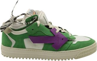 Off-white c/o Virgil Abloh Off Green Court Low Sneakers in Multicolor Suede
