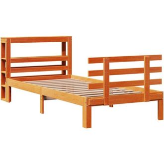 vidaXL Vidaxl - Estructura Cama Con Cabecero Madera Pino Marr&oacute;n Cera 75x190 Cm