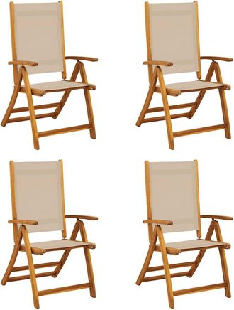 vidaXL Vidaxl Sedie Da Giardino Pieghevoli 4 Pz Massello DAcacia E