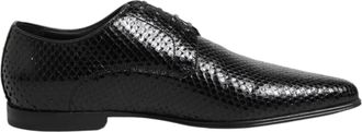 Dolce & Gabbana Black Exotic Leather Lace Up Derby Mens Shoes