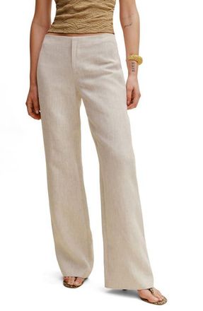 Reformation Vida Low Rise Linen Pants in Oatmeal at Nordstrom, Size 10