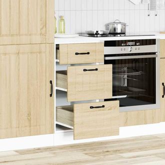 Berkfield Home Kitchen Base Cabinet Lucca Sonoma Oak Engineered Wood in Light Tan