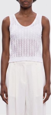 Brunello Cucinelli Top in maglia di lino a coste intrecciate con paillettes ricamate