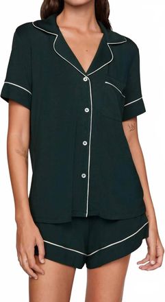 Eberjey Gisele Relaxed Short Pajama Set In Forest Green