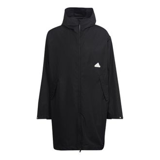 adidas Mens adidas Logo Solid Color Hooded Jacket Windbreaker Black HG2075
