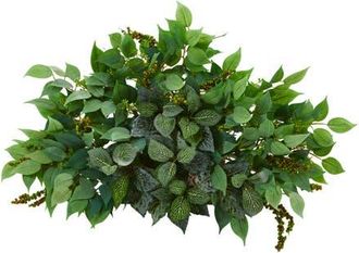 Nearly Natural 20-in Mixed Ficus and Fittonia Artificial Ledge Plant in Green at Nordstrom
