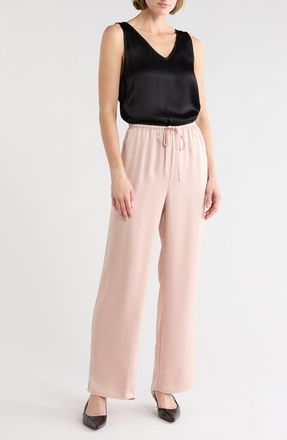 Leith Satin Drawstring Pants in Pink Sepia at Nordstrom Rack, Size X-Large
