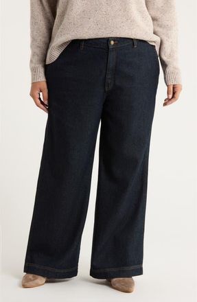 Seasalt Cornwall Sennen Cove Wide Leg Jeans in Dark Wash Grain at Nordstrom, Size 22 Us