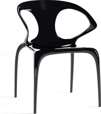 Siediti Fuori e Dentro Set de 2 sillas negras de policarbonato apilables de dise&ntilde;o