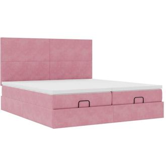 vidaXL Estructura De Cama Otomana Colchones Terciopelo Rosa 180x200cm Vidaxl