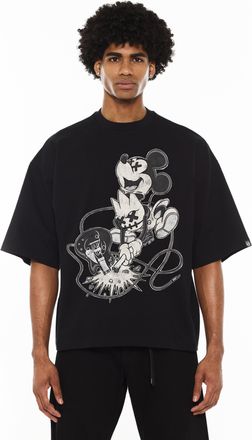 Cult of Individuality Cults Oversized Heavyweight Boxy Short Sleeve Crew Neck Tee No Music No Life in Black