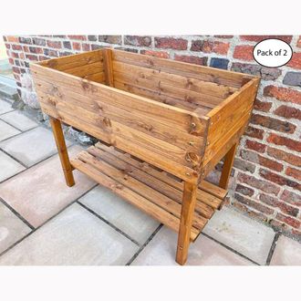 Charles Taylor Trading Multi Pack of 2 - The Peakes Veg Planter - Wood - Fully Assembled in Light Brown