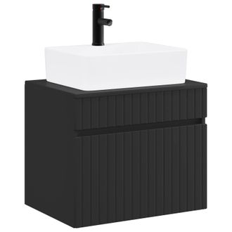 vidaXL Juego De Muebles De Ba&ntilde;o Negro Madera De Ingenier&iacute;a Vidaxl