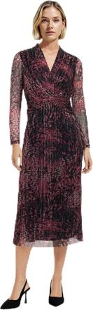 Anne Klein Long Sleeve Twist Front Printed Shine Midi Dress In Lotus Pink Multi