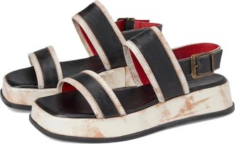 Bed St&uuml; Bed St&Atilde;.25 Vice Sandals Black Rustic Leather Square Toe Platform HAWK061