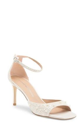 Stuart Weitzman Bliss Imitation Pearl Ankle Strap Sandal in Cream/natural at Nordstrom Rack, Size 4.5