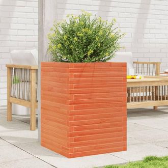 vidaXL Vidaxl - Jardinera Madera Maciza De Pino Marr&oacute;n Cera 50x50x68,5 Cm