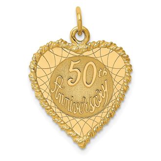 Diamond2Deal 14k Yellow Gold 50th ANNIVERSARY Charm