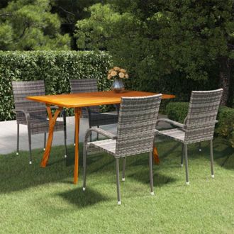 vidaXL Juego De Comedor Para Jard&iacute;n 5 Piezas Gris Vidaxl