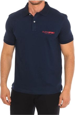 Plein Sport Polo met Korte Mouwen - Heren - Fitness - Blauw - M - Katoen - Fitness