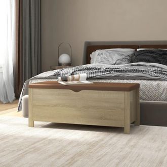 vidaXL Caja De Almacenaje Y Coj&iacute;n Madera Ingenier&iacute;a Roble 105x40x45 Cm Vidaxl