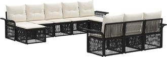 vidaXL Conjunto De Sof&aacute;s De Jard&iacute;n 10 Uds. Negro Rat&aacute;n Sint&eacute;tico Vidaxl