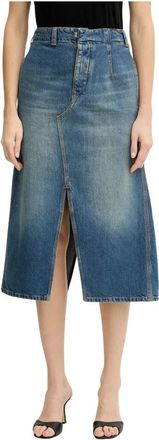 Victoria Beckham Asymmetrische Utility Rok - Dames - Spijkerrokken - Blauw - S - Katoen - Rokken