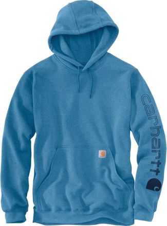 Carhartt Work in Progress Hoodie Men Blue Heather Graphic Loose Fit Midweight Logo Sleeve JAX1151