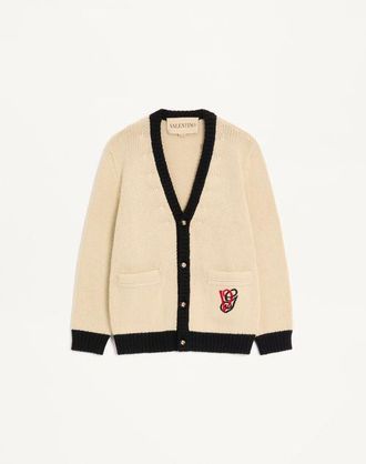 Valentino Valentino Wool Cardigan with Embroidered VG