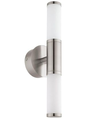 Eglo Eglo Palmera 1 Light Integrated Led Bath/Vanity Wall Light With Satin Nickel Finish & Opal Glass Shade