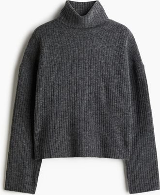 H&M Oversized-Rollkragenpullover - Grau