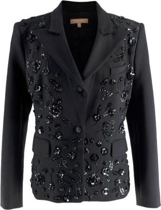 Michael Kors Sequin Floral Black Dinner Jacket Size M