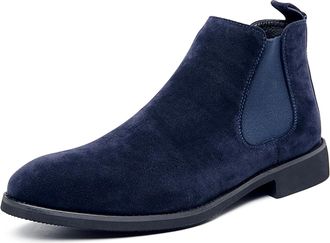Generic Mens Chelsea Boots Casual Classic Comfy Slip-On Suede Chukka Mens Ankle Boot,Navy,10.5 UK