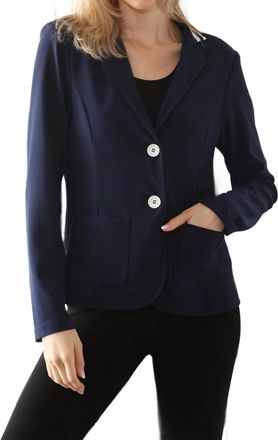 Joseph Ribkoff Striped Collar Silky Knit Blazer In Indigo