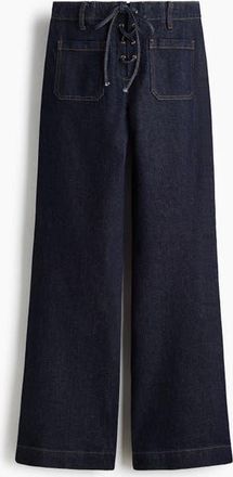 H&M Flared High Jeans in Dark Denim Blue at Nordstrom, Size 14