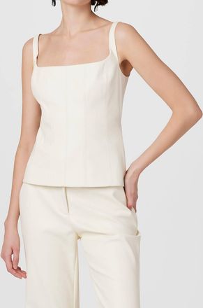 Toccin Linda Vegan Leather Tie Corset Tank In Ivory