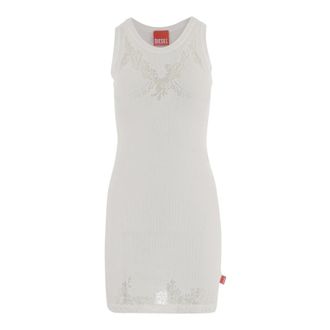 Diesel Jurk met doorschijnende details - Dames - Korte kleedjes - Wit - XS - Katoen - Kleedjes