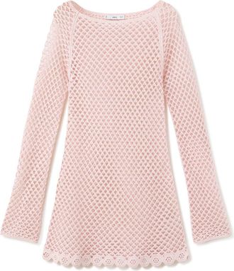 Mango Crochet Embroidered Hem Minidress in Pastel Pink at Nordstrom, Size 4