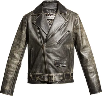 Golden Goose Men & apos;s Moto Distressed Leather Jacket