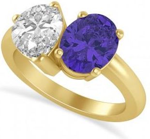 Allurez Oval/Pear Diamond & Tanzanite Toi et Moi Ring 14k Yellow Gold (4.50ct)